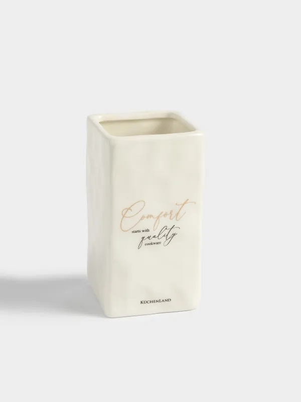 Подставка для кухонных принадлежностей, 15 см, керамика D, молочная, Мятый эффект, Crumple kitchen, image-1