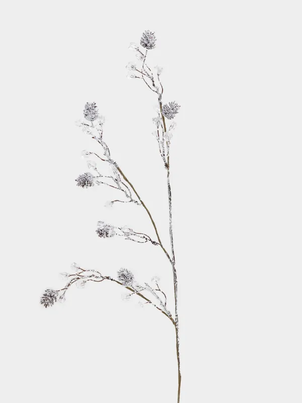 Ветка декоративная, 60 см, пластик/акрил, серебристая, Ледяная ветка, Crystal decor, image-1