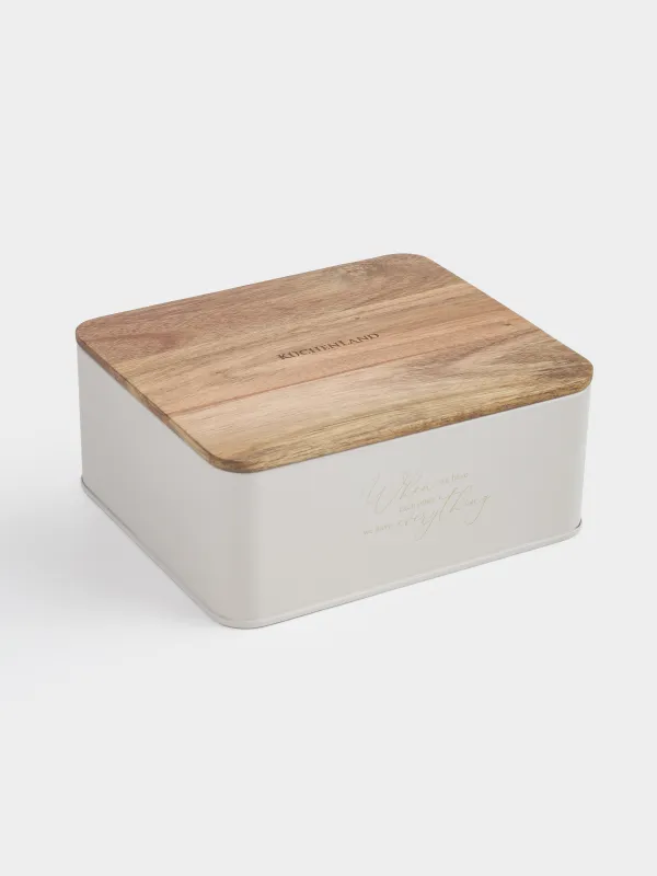 Коробка для чая, 18х15 см, 6 отд, металл/дерево, прямоугольная, бежевая, Ritlen, image-2