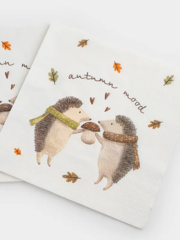 Салфетки бумажные, 33х33 см, 20 шт, Forest hedgehogs, image-4