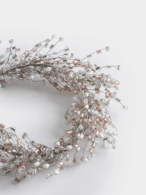 Венок для свечи, 16 см, Серебристые кристаллы, Crystal decor, image-1