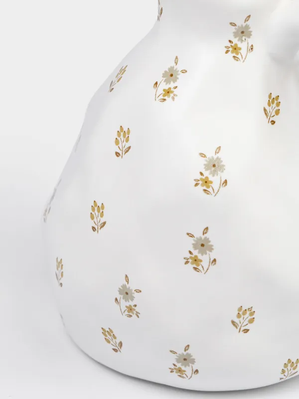 Емкость для масла или уксуса, 350 мл, с ручкой, керамика D/пробка, молочная, Винтажные цветы, La flore, image-4