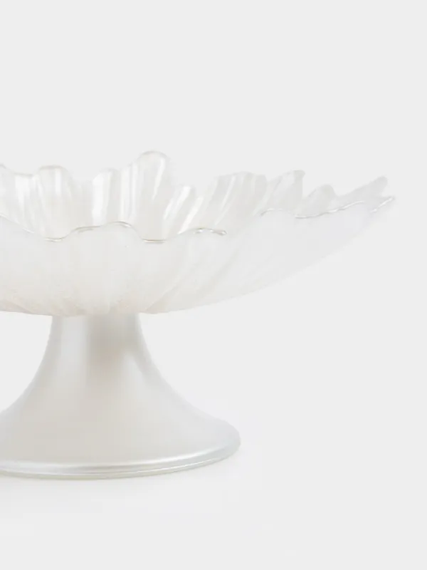 Ваза для фруктов, 21х11 см, на ножке, стекло Р, молочная/шампань, Verge, image-1