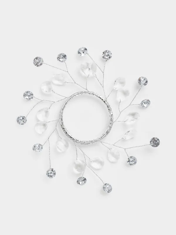 Кольцо для салфеток, 5 см, акрил/металл, серебристое, Кристаллы, Crystal decor, image-0
