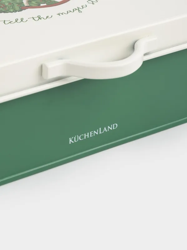 Емкость для хранения, 22х15 см, 2 л, металл, прямоугольная, Елка с лошадкой, Christmas green, image-6