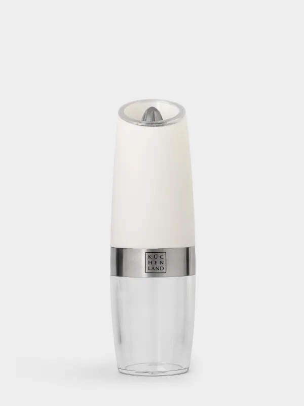 Мельница для специй, 20 см, гравитационная, пластик/акрил, LED W, белая, Spicy, image-1