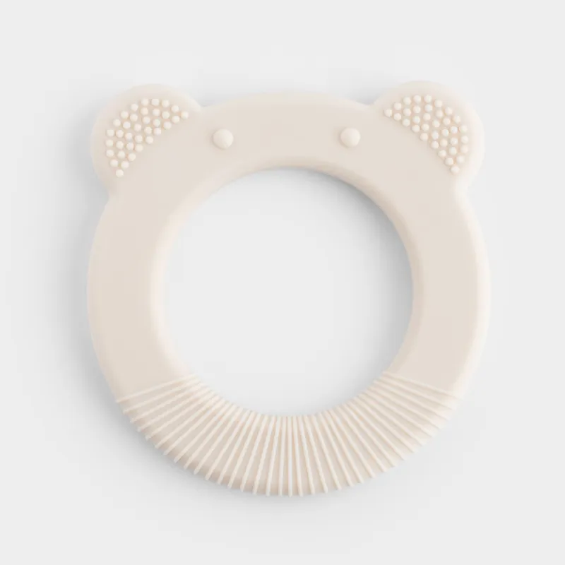 Игрушка-прорезыватель, 7 см, силикон, бежевая, Медведь, Kiddy, image-0