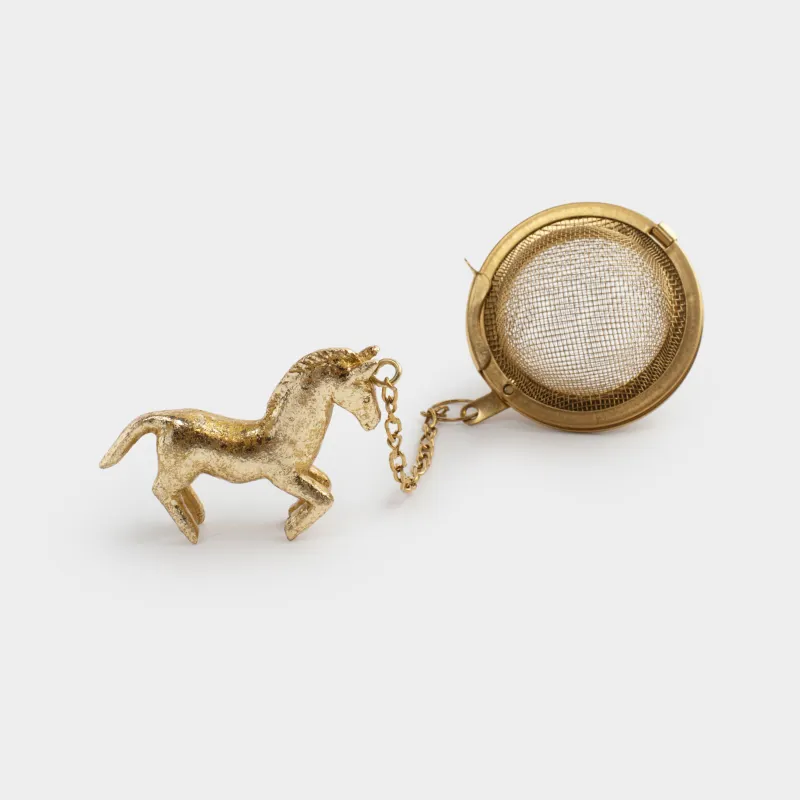 Сито для заваривания чая, 18 см, сталь/полирезин, Золотистая лошадь, Horse gold