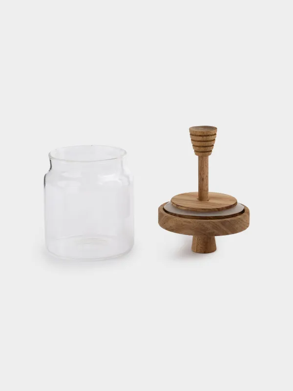 Банка для меда, 400 мл, с ложкой, стекло Б/дерево, Noble tree, image-3