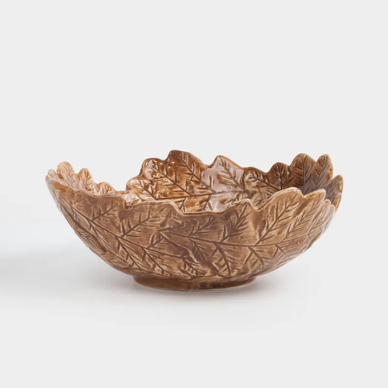 Ваза для фруктов, 26х9 см, керамика, коричневая, Листья, Colors autumn