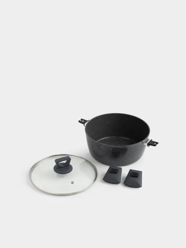Кастрюля, 24 см, 4,2 л, с крышкой, съемные ручки, с покрытием, алюминий, черная, Scandia, image-4