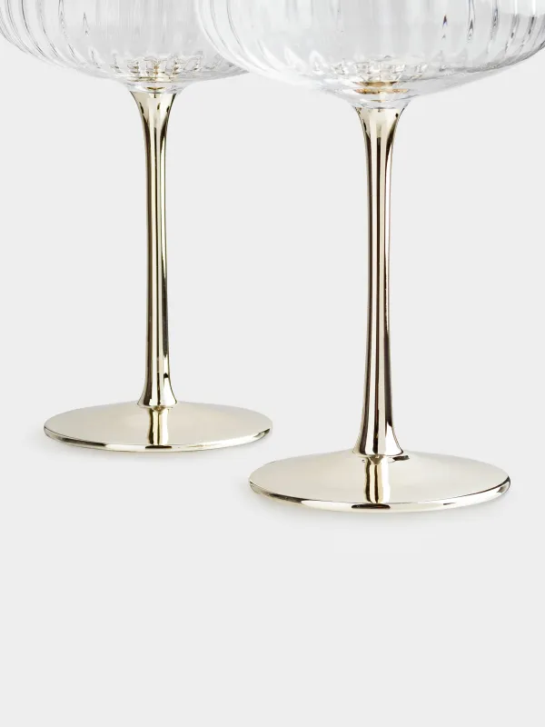 Бокал-креманка для шампанского, 2 шт, золотистая ножка, Glyfada, image-3