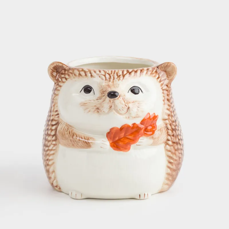 Подставка для кухонных принадлежностей, 13 см, керамика, молочно-коричневая, Еж, Forest symphony