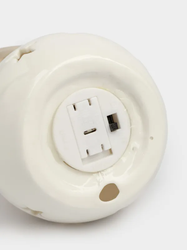 Светильник декоративный, 13 см, фарфор P, бело-бежевый, Снеговик в шапке и шарфе, Snowy, image-3