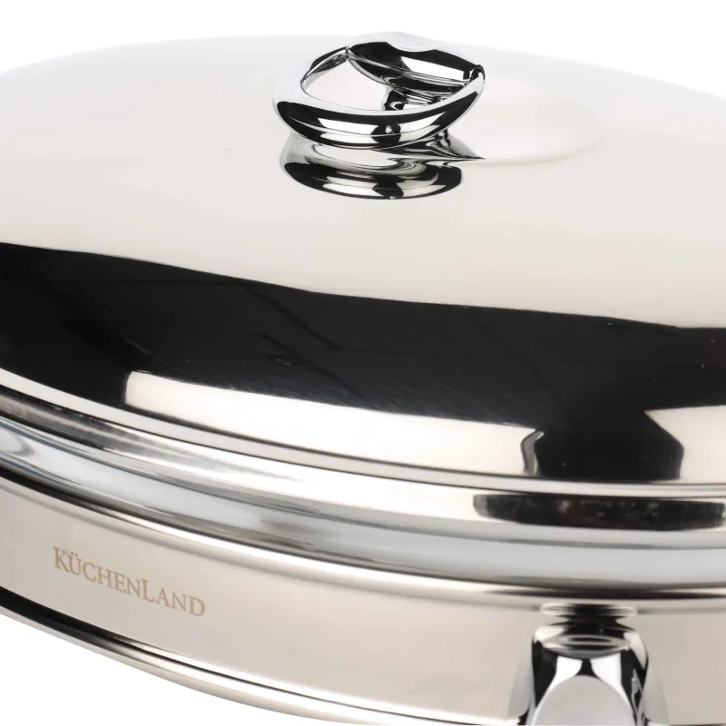 Блюдо с подогревом, 42х25 см, стекло Т/сталь, овальное, Acero, image-4