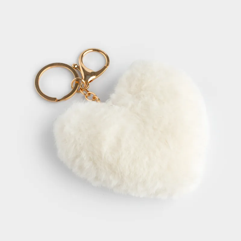 Брелок, 13 см, мягкий, полиэстер/металл, молочный, Сердце, Wooly, image-2