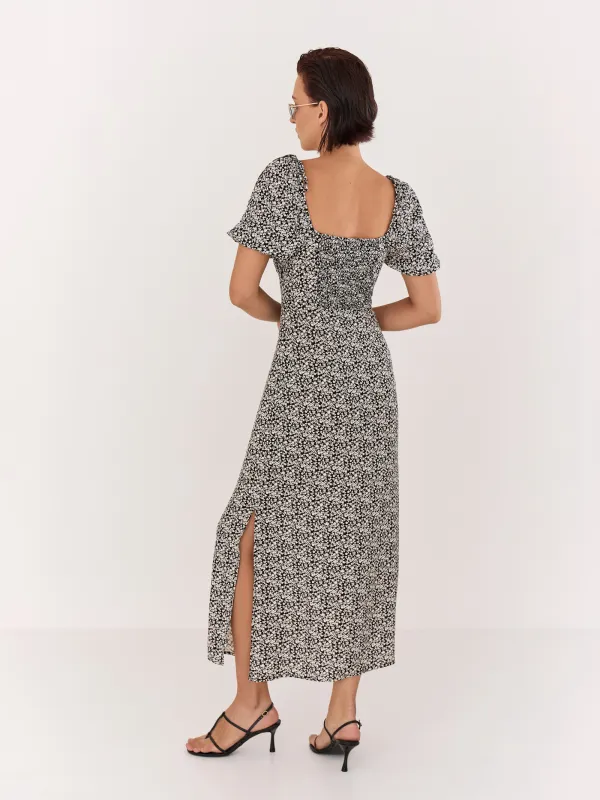 Платье миди с коротким рукавом, с разрезом, Drina, image-5