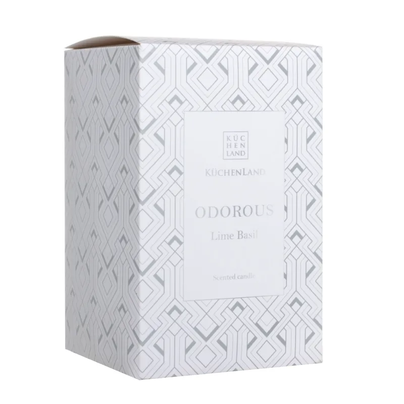 Свеча ароматическая, 13 см, в подсвечнике, с крышкой, стекло, Lime Basil, Odorous, image-2