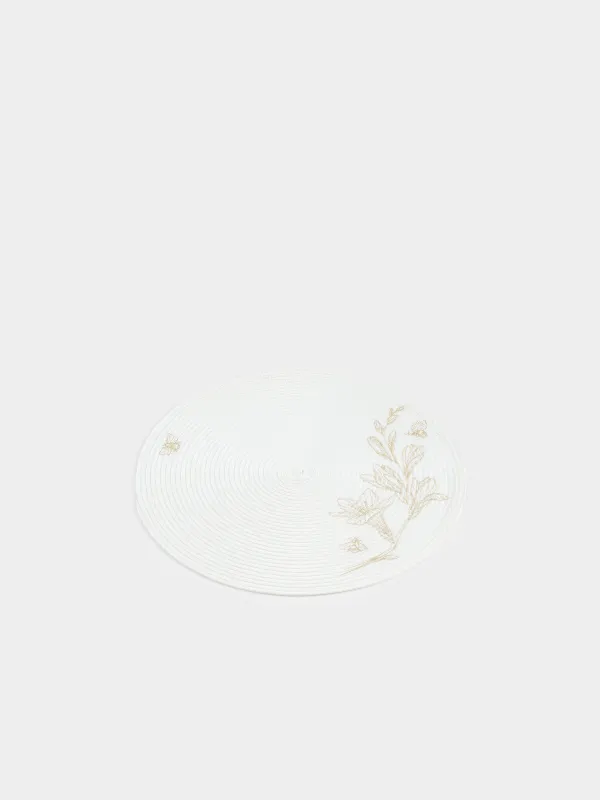 Салфетка под приборы, 38 см, Цветы и пчелы, Circle embroidery, image-1