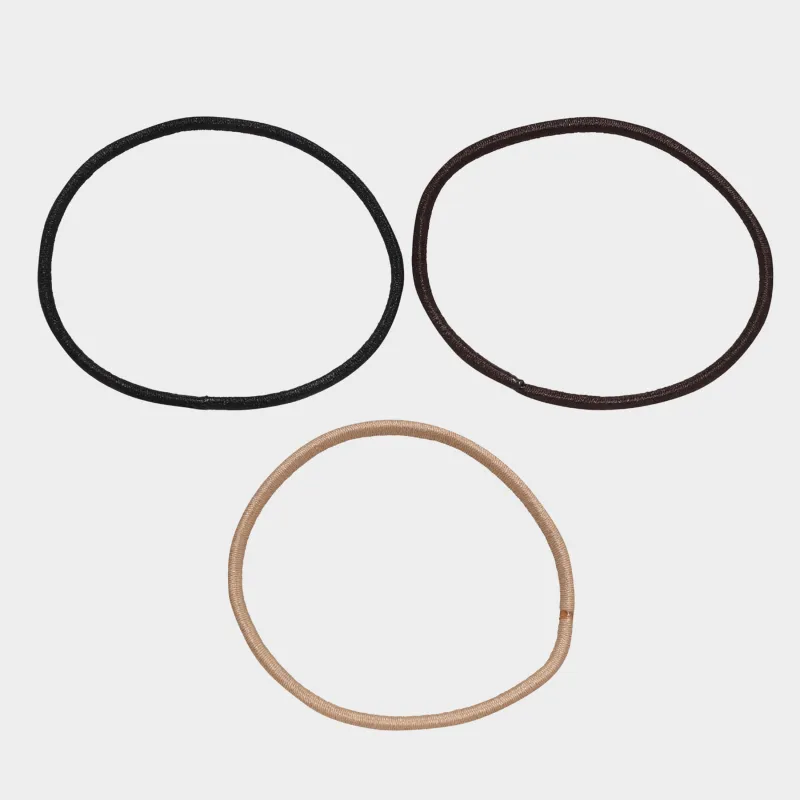 Резинка для волос, 4 см, 24 шт, полиэстер, черная/коричневая/бежевая, Basic