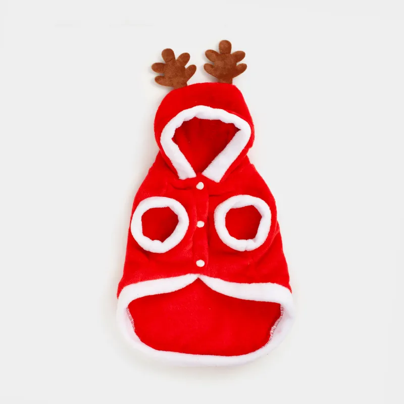 Костюм для животных, карнавальный, полиэстер, красный, Санта-олень, Christmas pet, image-0