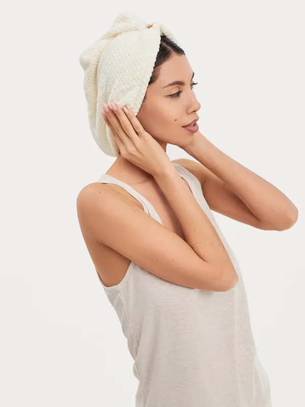 Полотенце-тюрбан для волос, 62х24 см, микроволокно, молочное, Fiber spa, image-2