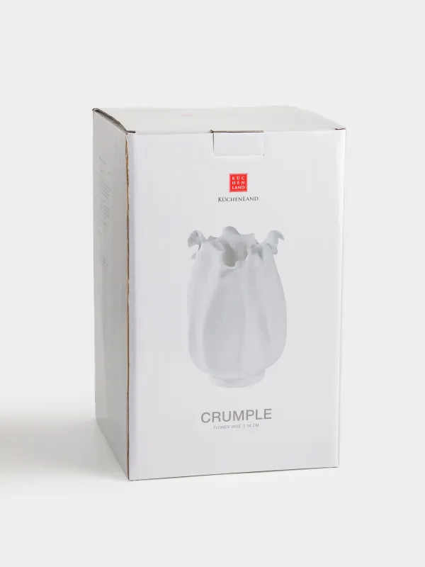 Ваза для цветов, 34 см, керамика, молочная, Изгибы, Crumple, image-4