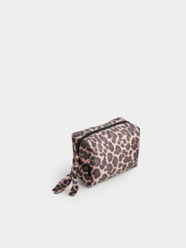 Косметичка, 18х13 см, сатин, черно-коричневая, Леопард, Leopard, image-1