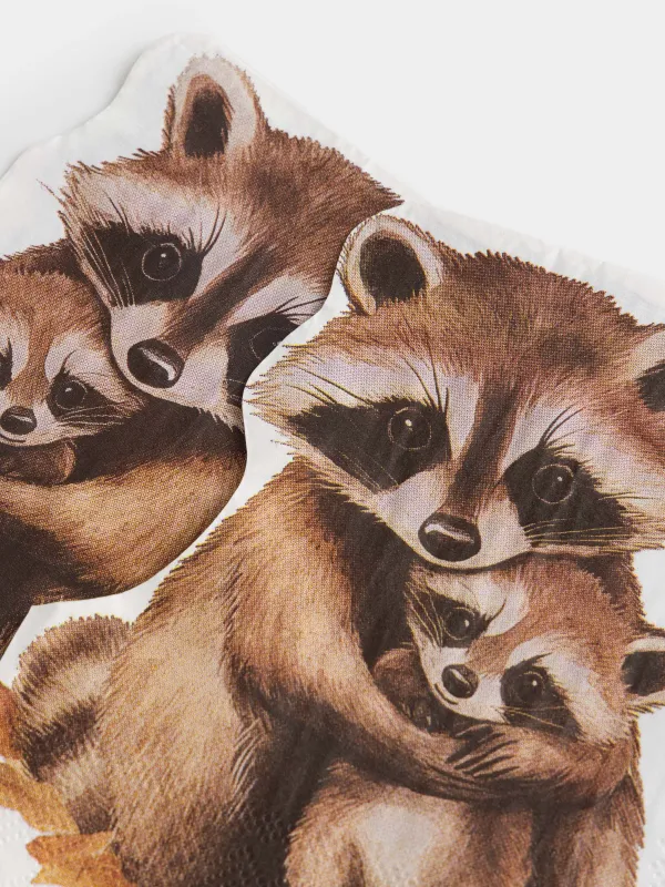 Салфетки бумажные, 27х33 см, 20 шт, Еноты, Raccoon, image-2