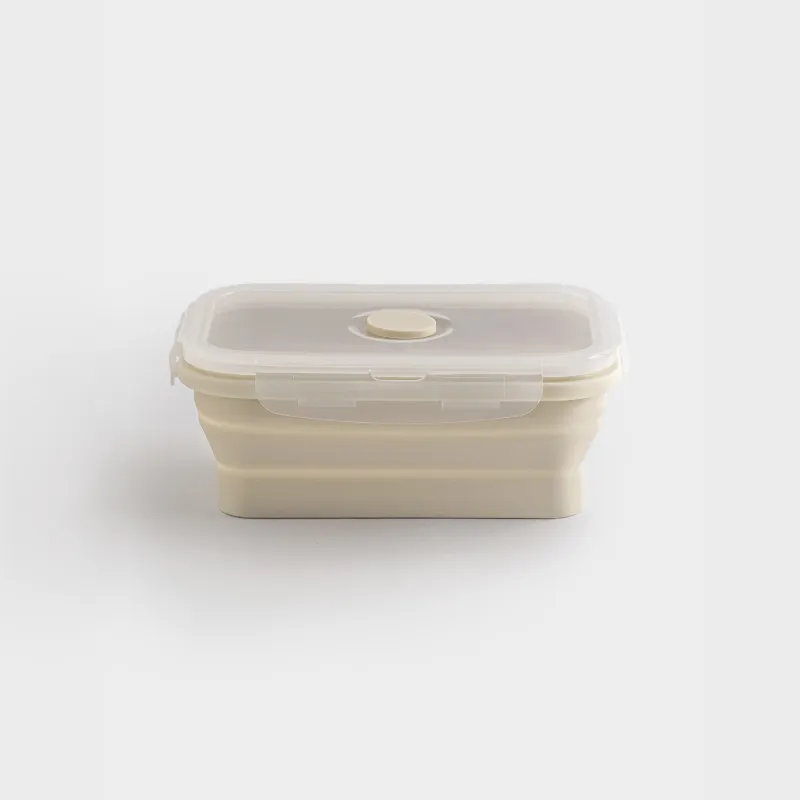 Контейнер, 540 мл, складной, с клипсами, силикон/пластик, бежевый, Portable