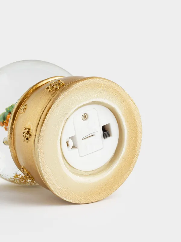 Снежный шар, 8 см, с подсветкой, стекло/полирезин, золотистый, Еж с елкой, Golden style, image-4