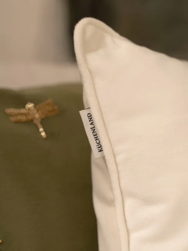 Подушка декоративная, 45х45 см, вельвет/бисер, молочная, Бабочки, Bugs, image-6