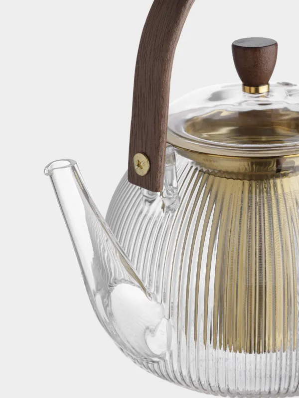 Чайник заварочный, стекло Б/сталь, золотистый, Ribby gold, image-1