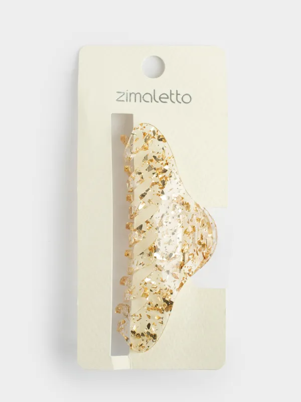 Заколка для волос, 10 см, пластик, золотистая, Крабик, Glam, image-3