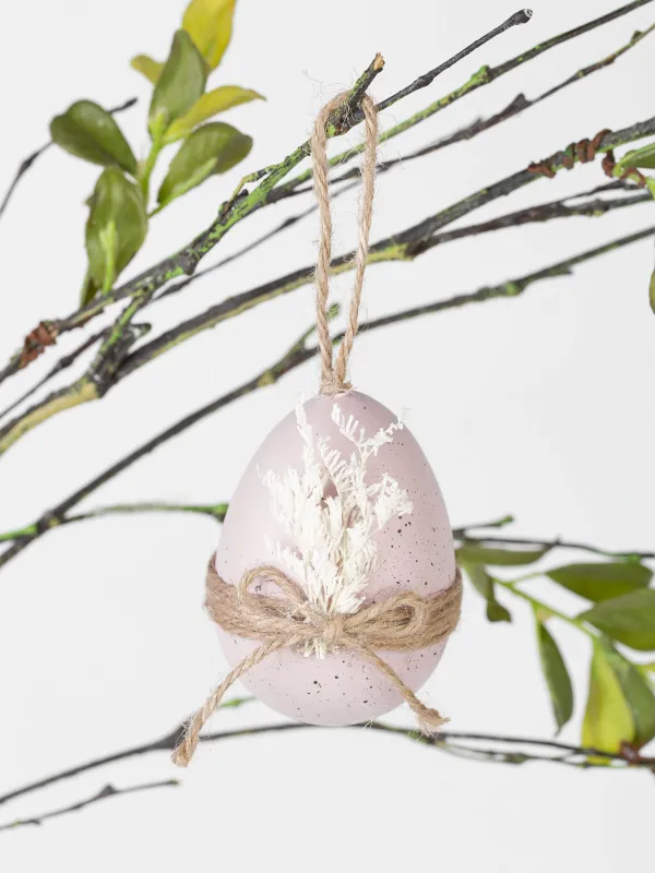 Подвеска декоративная, 8 см, пластик, розовая, с сухоцветами, Яйцо, Natural Easter, image-3