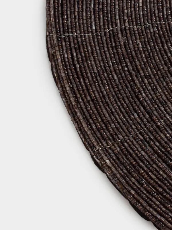 Салфетка под приборы, 36 см, бисер, круглая, коричневая, Shiny beads, image-2