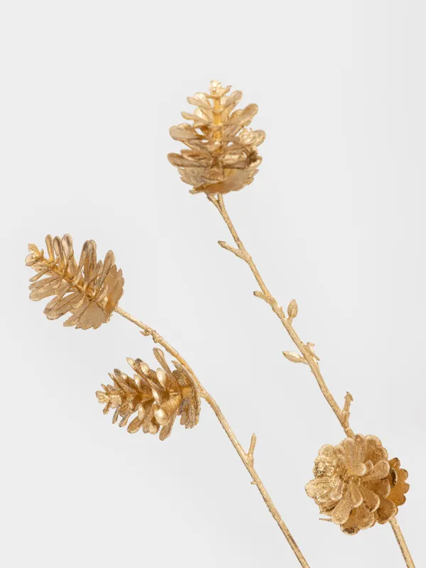 Ветка декоративная, 90 см, пластик, Золотистые шишки, Conifer delice, image-4