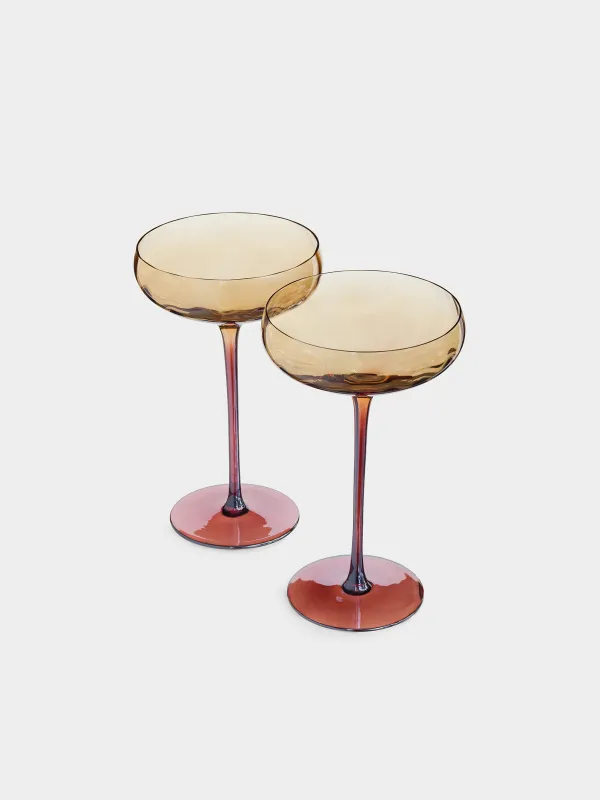 Бокал-креманка для шампанского, 220 мл, 2 шт, стекло, янтарно-коричневый, Filo R color, image-1