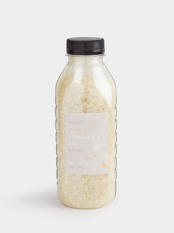 Соль для ванны, 600 гр, с шиммером, восстанавливающая, золотистая, Экзотик фрукты, Fragrant salt, image-0