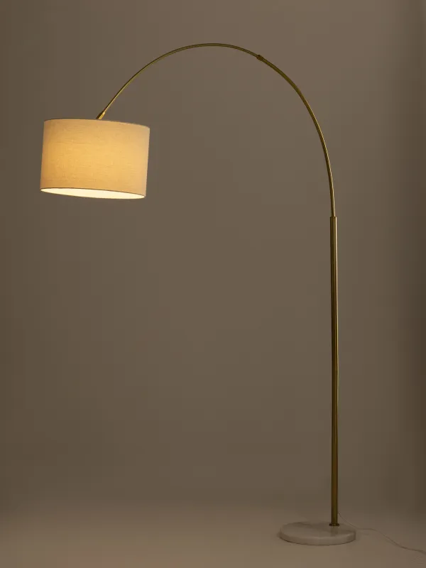 Светильник напольный, 1,95 м, металл/полиэстер, бежево-золотистый, Trend, image-4