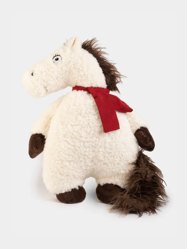 Подушка декоративная, 53х27 см, плюш, молочная, Лошадь, Horse cute, image-0