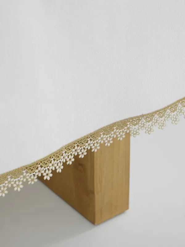 Скатерть, 170х250 см, полиэстер, белая, Цветочное кружево, Flower lace gold, image-8