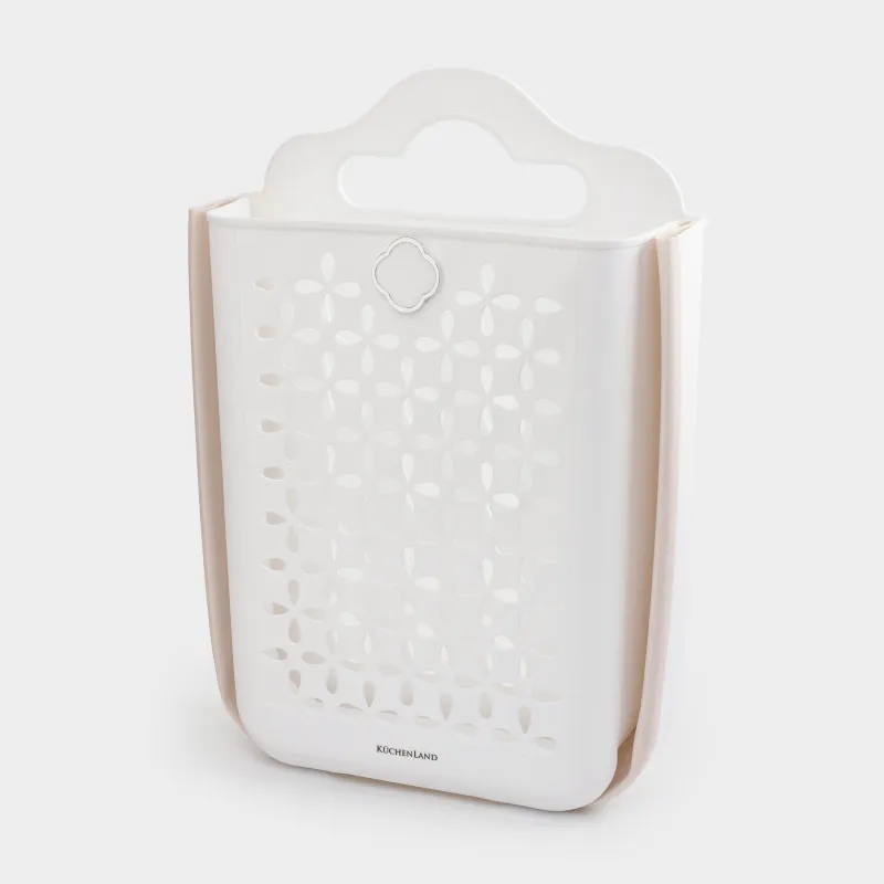 Корзина для белья, 25х34х48 см, складная, пластик/резина, бежево-розовая, Foldaway, image-1