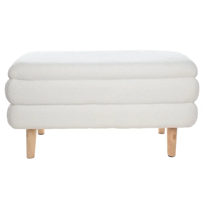 Банкетка, 82х41 см, букле/дерево, молочная, Boucle, image-0