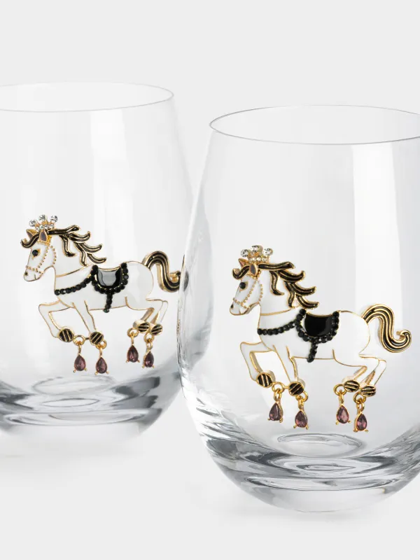 Стакан, 12 см, 500 мл, 2 шт, стекло/металл, Лошадь, Verset, image-2