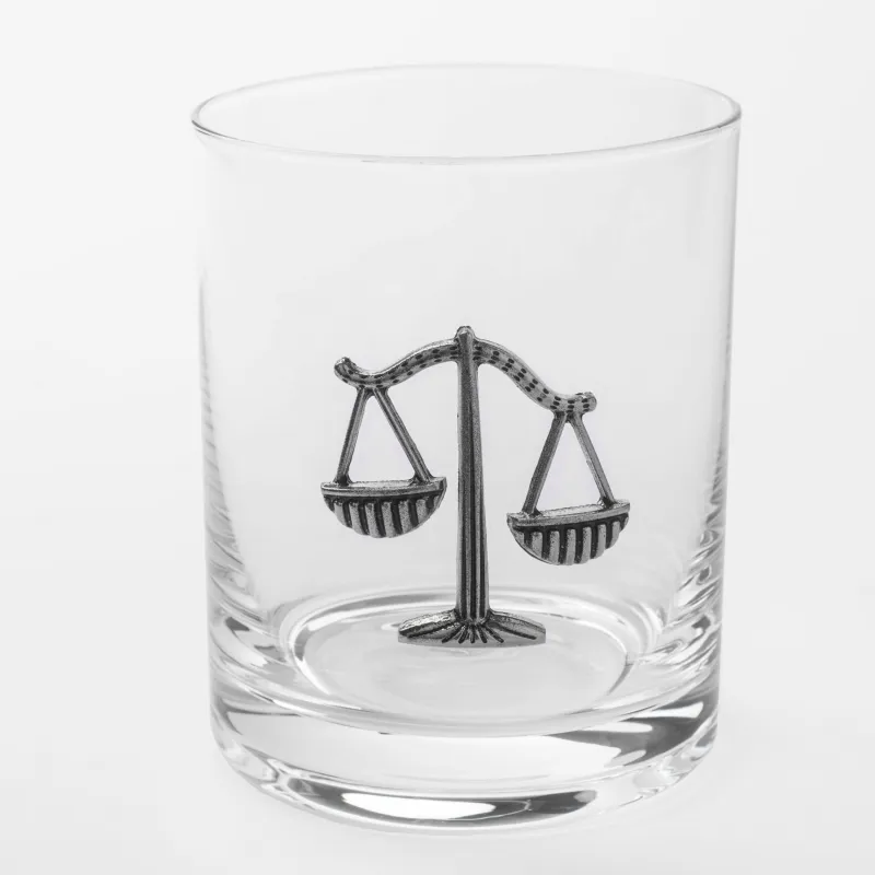 Стакан для виски, 10 см, 340 мл, стекло/металл, серебристый, Весы, Zodiac, image-0