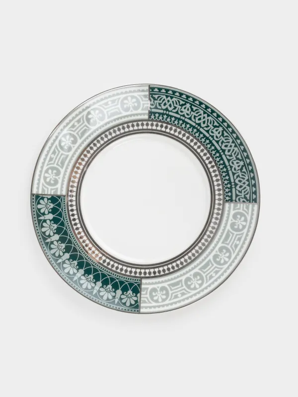 Пара чайная, 1 перс, 2 пр, 290 мл, фарфор F, бело-зеленая, с серебристым кантом, Конь, Breton horse, image-2