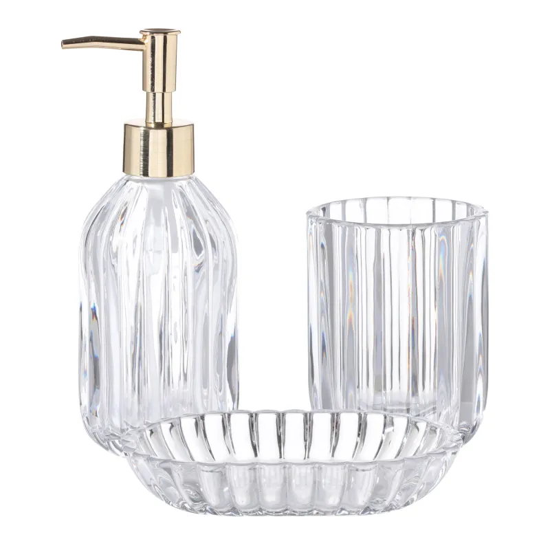 Набор для ванной, 3 пр, стекло/пластик, Alala