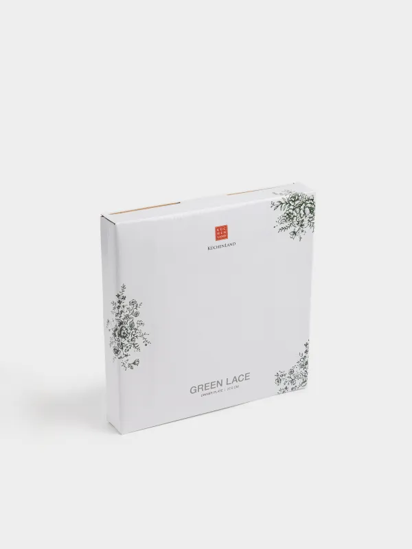 Тарелка обеденная, 28 см, фарфор P, молочная, Зеленые цветы, Green lace, image-7