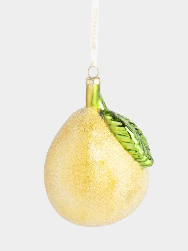 Игрушка елочная, 8 см, стекло, желтая, Груша, Fruits, image-1